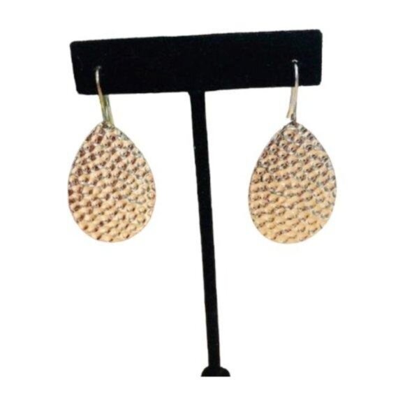 Lily Maris Hammered Silver Drop Earrings - Picture 2 of 4